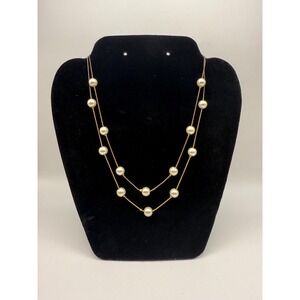 Vintage Double Strand Faux Pearl Necklace – Classic Layered Jewelry